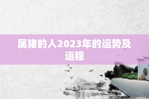 属猪的人2023年的运势及运程