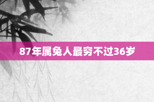 87年属兔人最穷不过36岁