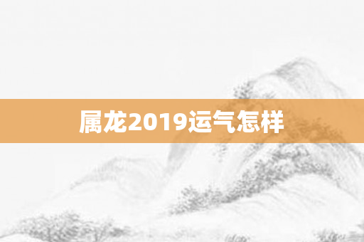 属龙2019运气怎样