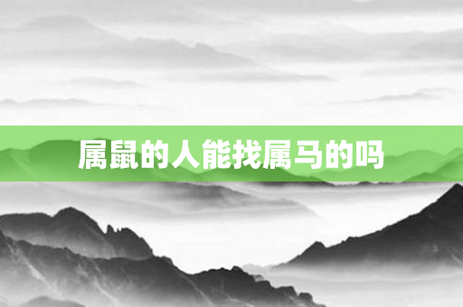 属鼠的人能找属马的吗