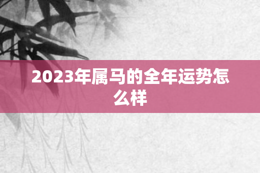 2023年属马的全年运势怎么样