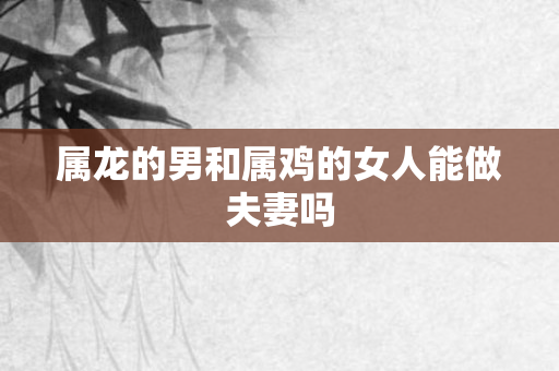 属龙的男和属鸡的女人能做夫妻吗