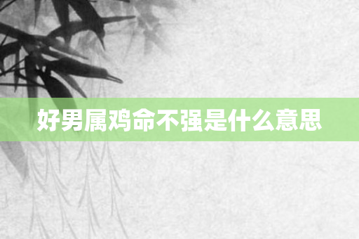 好男属鸡命不强是什么意思