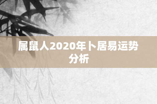 属鼠人2020年卜居易运势分析