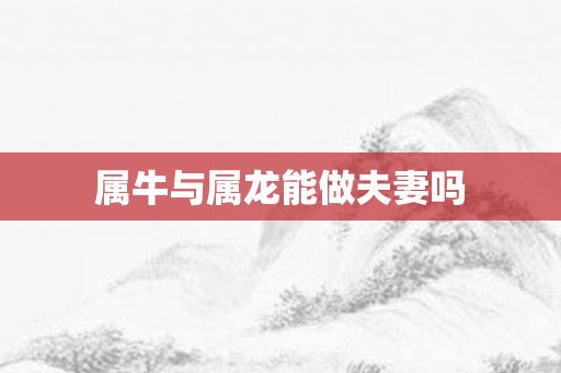 属牛与属龙能做夫妻吗