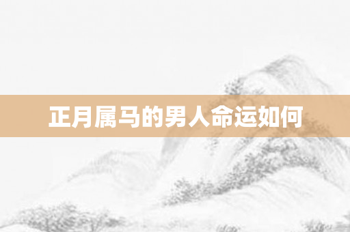 正月属马的男人命运如何