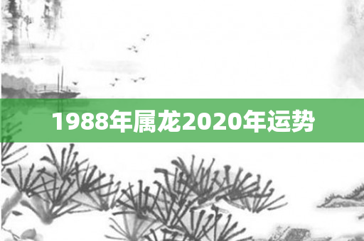 1988年属龙2020年运势